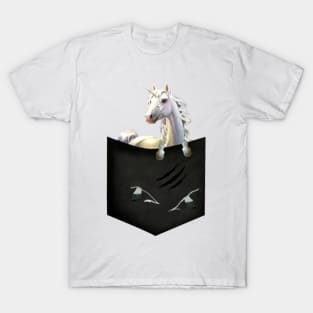 unicorn wild animals black white dark soul clothin T-Shirt